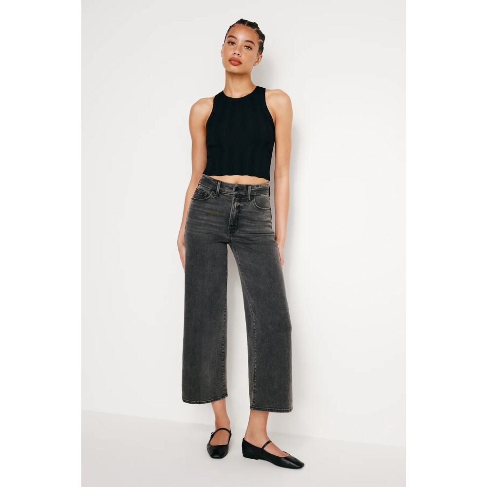 GOOD AMERICAN
GOOD WAIST CROPPED PALAZZO JEANS nwt size 6/28 Black